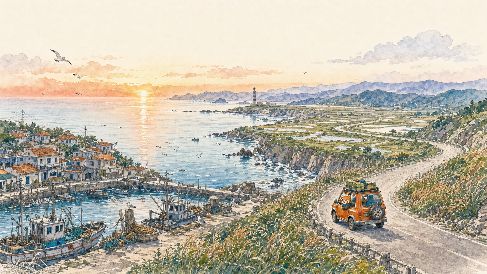 晨光沿海路線的卡通遠征風景